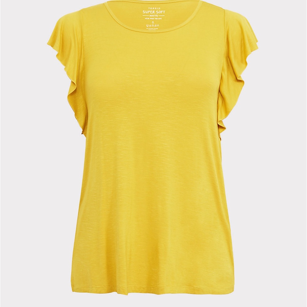 Torrid 3X Top Shirt Tee Ruffle Flutter Sleeve Plus_4